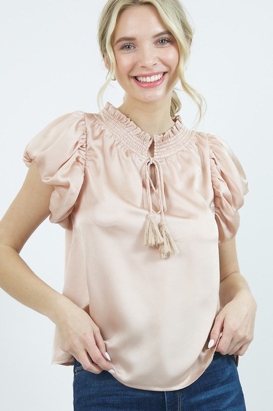 FRILL SMOCKED COLLAR BLOUSE