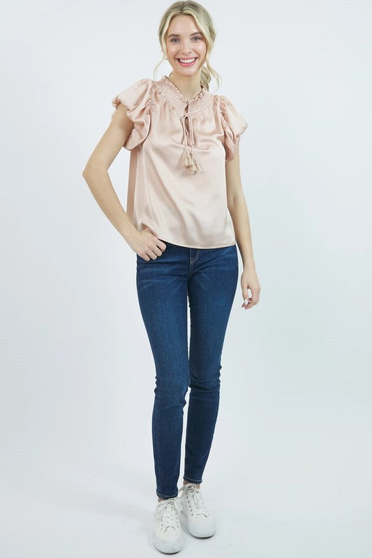 FRILL SMOCKED COLLAR BLOUSE