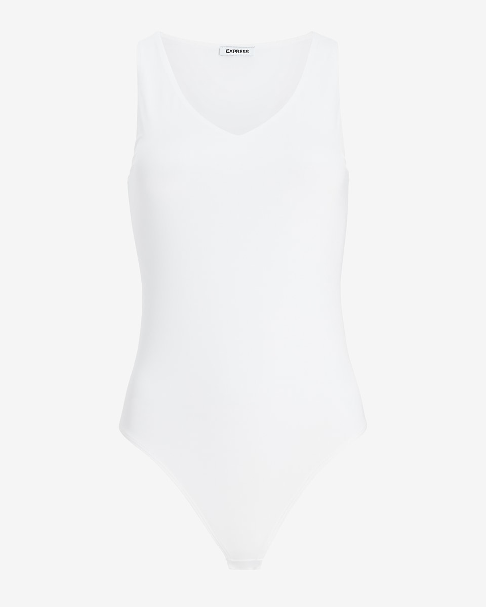 Express Body Contour Double Layer Scoop Neck Thong Bodysuit, Express