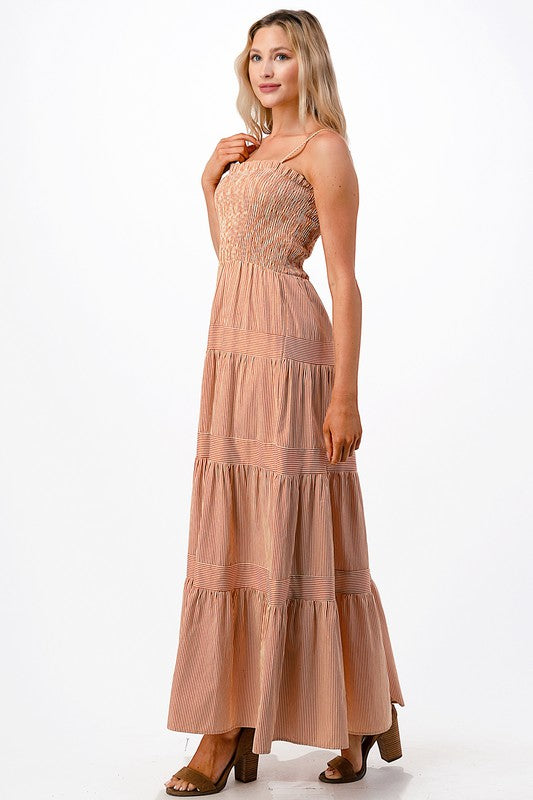 SPAGHETTI STRAP RUFFLE MAXI DRESS