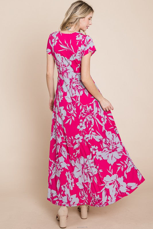 Floral Short Sleeve Maxi Dress