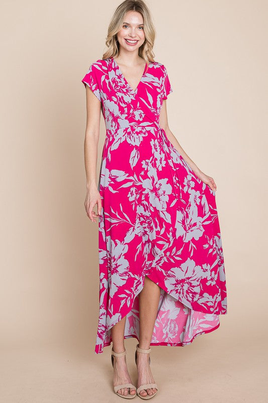 Floral Short Sleeve Maxi Dress