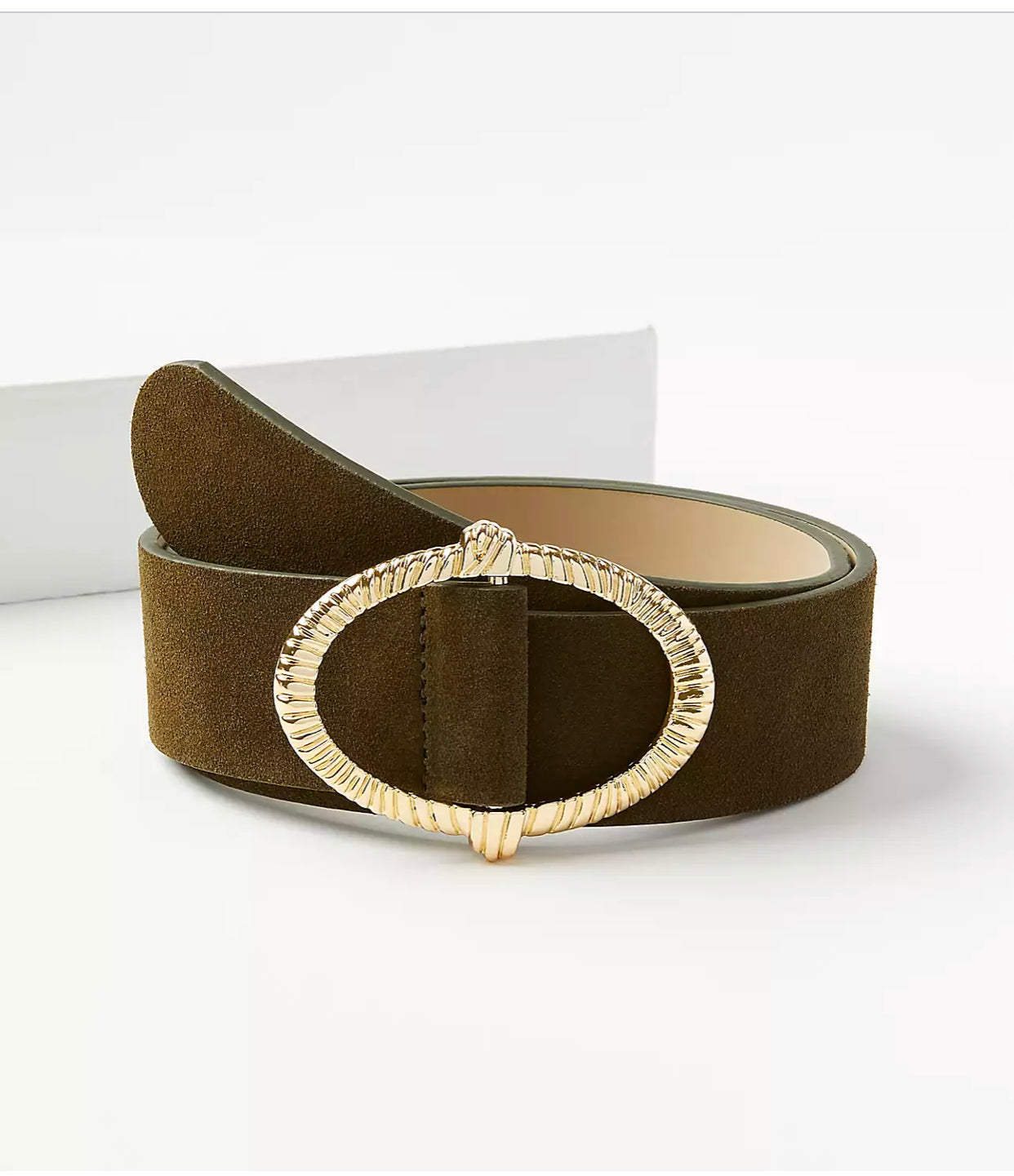 Twist Buckle Suede Belt