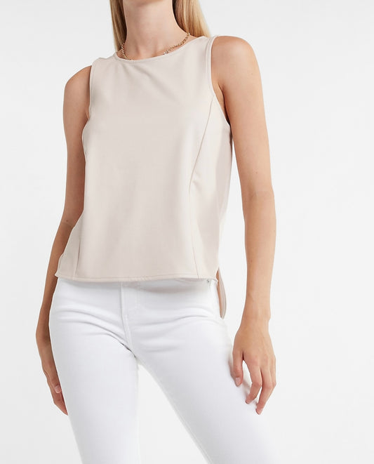 Faux Leather Crew Neck Tank