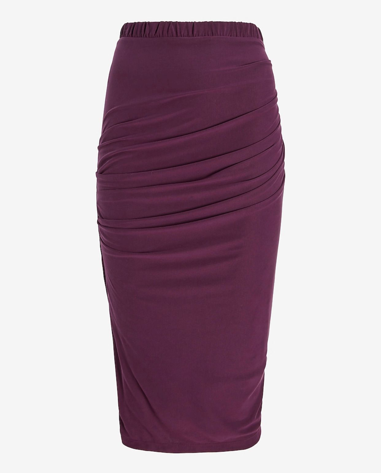 Silky Sueded Jersey High Waisted Ruched Pencil Skirt